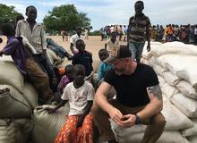 James at African food distribution point