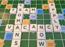 We are hiring written in scrabble tiles